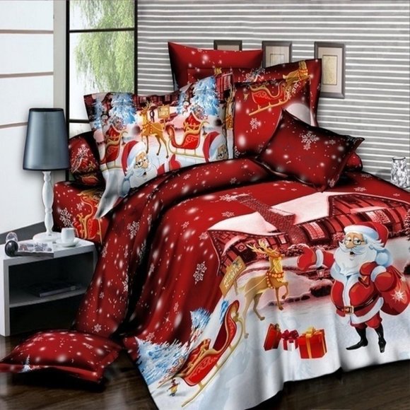 Other - Santa Claus Duvet Cover Bedding Set-Queen (4 pcs)